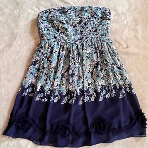 LC Lauren Conrad blue strapless floral dress